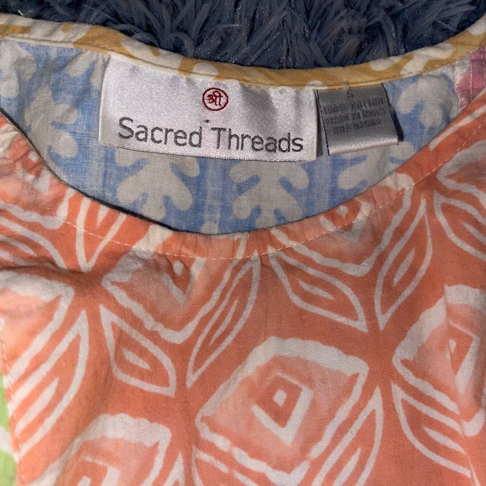 Sacred Threads Patchwork Blouse Size Small - image 4